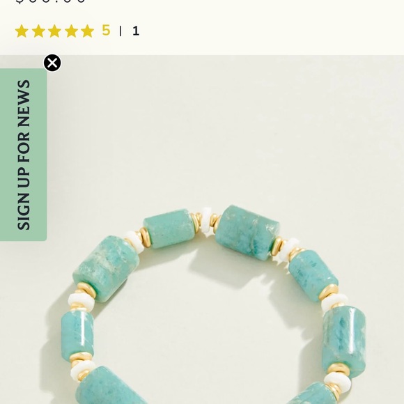 NWT Spartina Amaxonite Stone & Shell Stretch Bracelet 10mm. Beautiful! - Picture 3 of 6